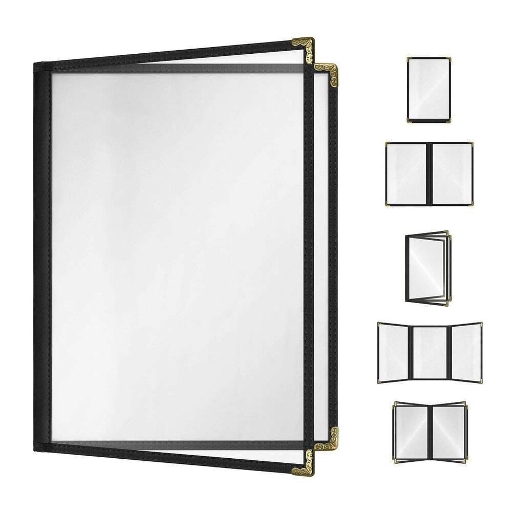 25 Pack Restaurant Menu Cover, 8.5x11 Gold Decorative Corners